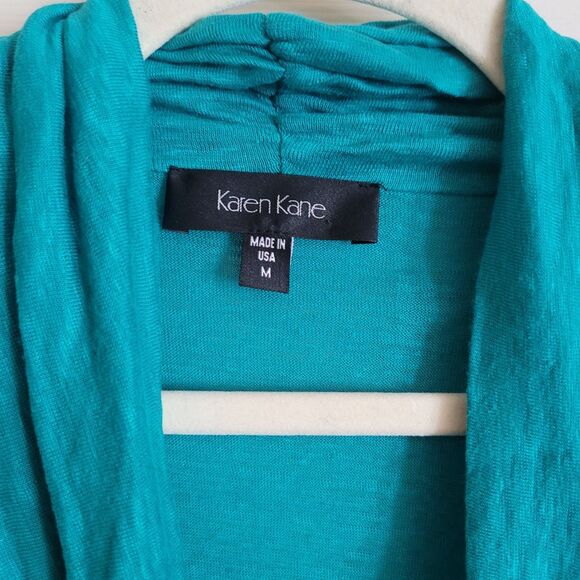 Karen Kane Linen Sleeveless Infinity Top Womens Medium Turquoise Preppy Boho USA - Picture 3 of 8